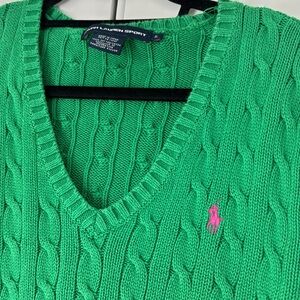 Ralph Lauren green cotton cable knit sweater 100% cotton | Ralph Lauren vintage